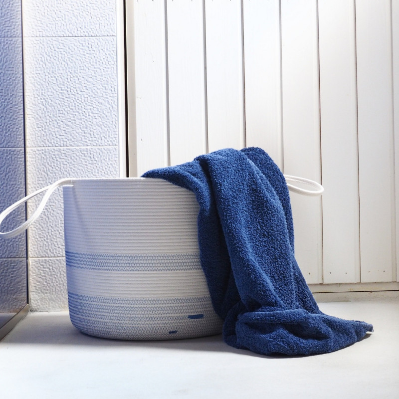 Panier de rangement  Ecru et Bleu Marine