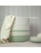 Panier de rangement haut - Menthe & Blanc