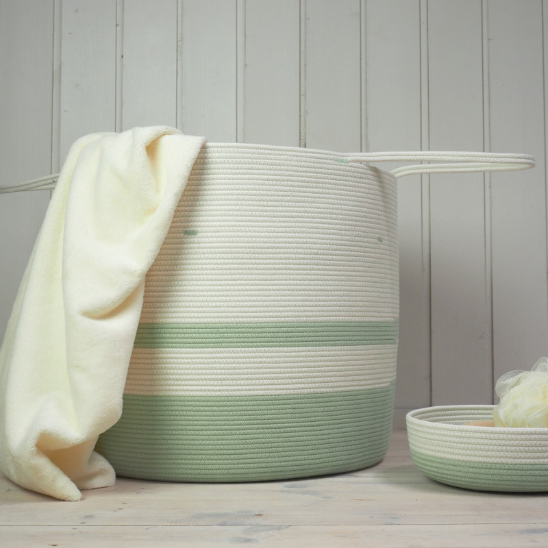 Panier de rangement haut - Menthe & Blanc
