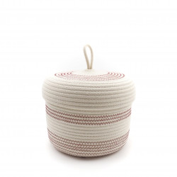 Panier avec couvercle - Ecru & Bordeaux