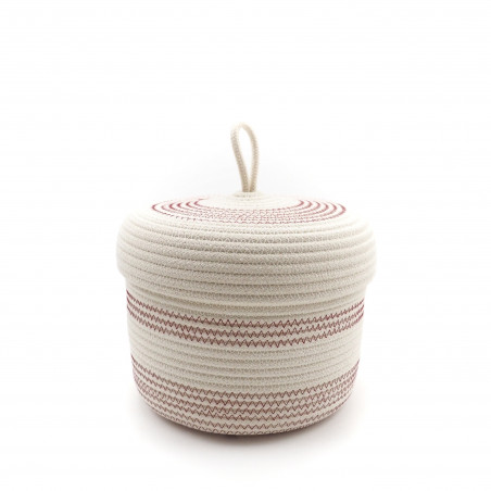 Panier avec couvercle - Ecru & Bordeaux
