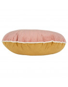Coussin Pountra Rond Moutarde/Rose Poudré
