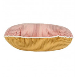 Coussin Pountra Rond Moutarde/Rose Poudré