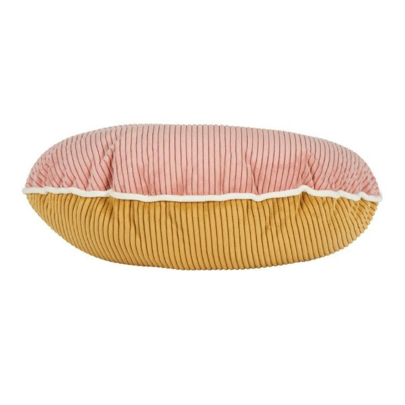 Coussin Pountra Rond Moutarde/Rose Poudré