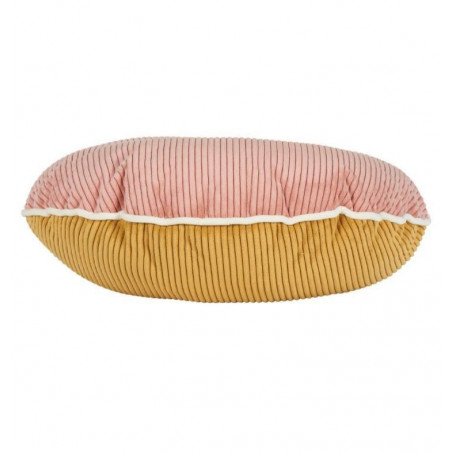 Coussin Pountra Rond Moutarde/Rose Poudré