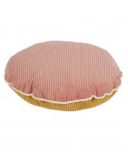 Coussin Pountra Rond Moutarde/Rose Poudré