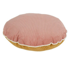 Coussin Pountra Rond Moutarde/Rose Poudré