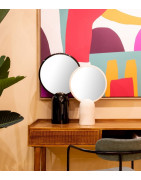 MIROIR SUR PIED DISQUE NOIR