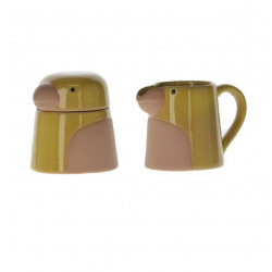 Sucrier & crémier perroquet jaune