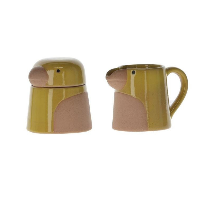 Sucrier & crémier perroquet jaune