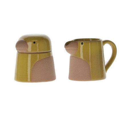 Sucrier & crémier perroquet jaune