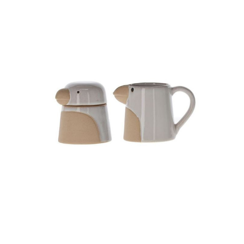 Sucrier & crémier perroquet blanc