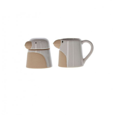 Sucrier & crémier perroquet blanc